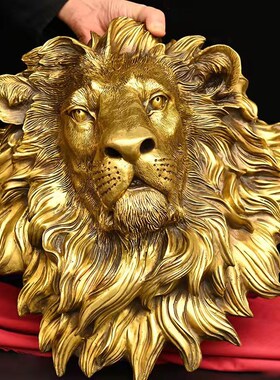 速发黄铜头客狮挂件挂牌铜兽首门口挂饰墙饰家用子厅工艺品商务礼