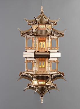 新古中式饰YH001品建筑吊灯八角亭装挂件书房客厅玄关饰楼处软售