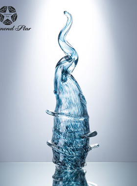 钻石星 蓝色创意个性抽象玻璃桌面摆件 置物架玄关家居装饰工艺品