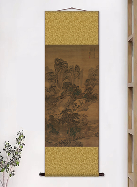 清王翚嵩山草堂图新中式挂轴画客厅装饰画茶室餐厅明清古画墙壁画