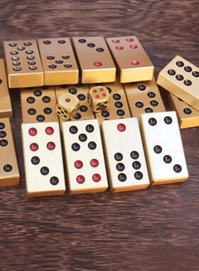 黄铜实心雕刻牌九通用家用娱乐牌骨牌天九创意精美摆件工艺礼品