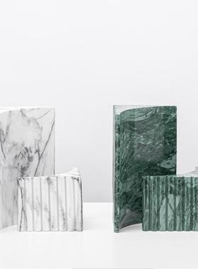 简约现代创意几何不规则异形树脂摆件软装客厅茶几大理石纹装饰品