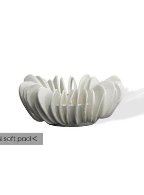 现代简约白色树脂拼接果盘托盘摆件软装家居客厅桌面侘寂风装饰品