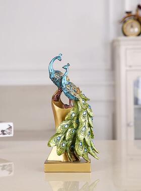 创意欧式酒柜装饰品摆件家居客厅玄关电视柜摆设办公室孔雀工艺品