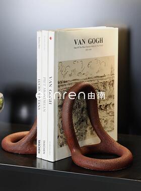 现代简约创意环形树脂书档书靠样板房售楼处书房书桌装饰品摆设