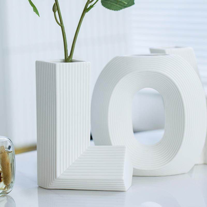 陶瓷字母花瓶摆件设计感插花创意桌面客厅装饰工艺品组合造型氛围,淘宝优惠券,粉丝福利购,淘宝优惠卷