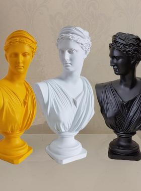 30cm高树脂月亮女神胸像美术雕像欧式风格酒店玄关客厅桌面小摆件