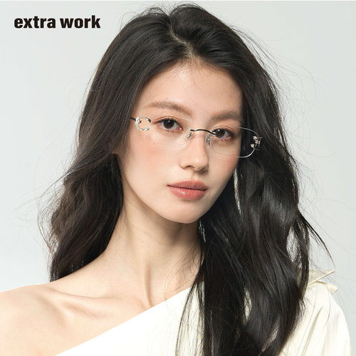extrawork 月光 高智无框气质近视眼镜可配度数防滑鼻托Moonlight - 图0