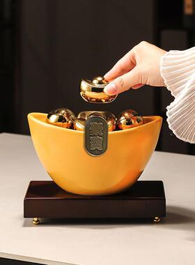 金元宝聚宝盆招财摆件高端家居客厅玄关屏风酒柜一桶金工艺装饰品