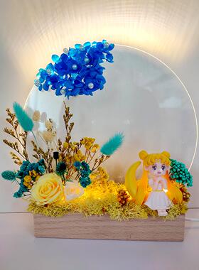 DIY永生花夜灯材料包暖场团建活动楼盘花艺手作留言台灯摆件中秋