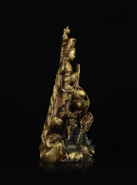 速发纯铜骑龙柳音观枝南海送子观音铜像家厅客居装饰品