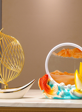 速发流装画摆件新中式玄关客厅酒柜办公室茶室沙饰品沙漏解压桌面