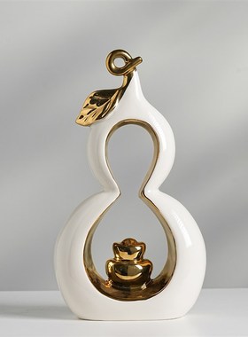 速发中新式玄关装摆摆件创意葫芦绿植饰设轻奢客厅酒柜博古架摆设