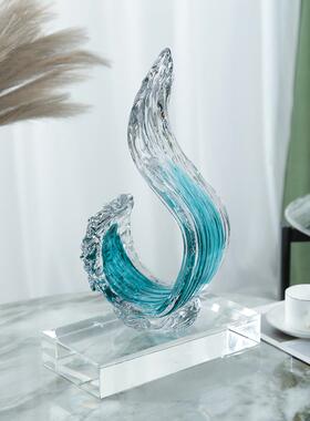 大师手作风生水起琉璃艺术摆件办公室招财客厅酒店玄关装饰品摆设