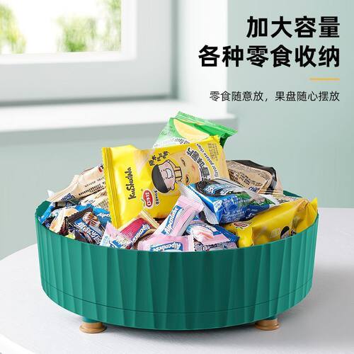 家用多功能旋转防滑水果零食收纳盘360度圆托盘厨房旋转置物架 - 图2