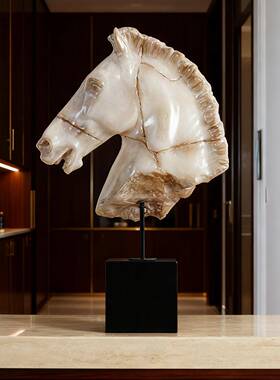 中古摆风马头雕塑房件样板酒店wsw1090客厅房电书视柜软装饰品搭