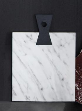 现BUS代艺术摆件做旧大理石托盘摆盘仿民砧板客样板房宿厅餐厅装