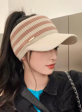 秋冬女款防风保暖护耳空顶帽
