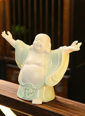 速发新中式小和尚灯圈流件室内摆意倒禅香炉家居招财陶瓷香薰炉装