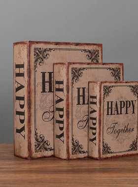 速发欧式复古装饰书书假书摆件道具书橱窗书饰品装盒木质收纳