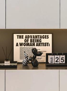 现代简约玄关装饰摆饰黑白气球狗客厅电视酒柜桌面钥匙收纳软装