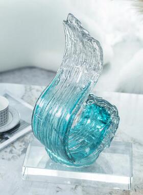 柏梵轻奢琉璃艺术风生水起摆件高档玄关办公室招财装饰品乔迁礼物