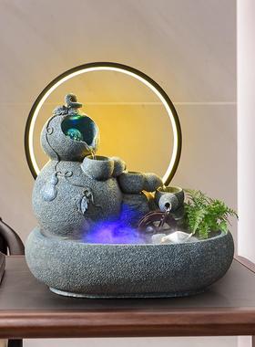 创意葫芦流水摆件招财风水轮装饰玄关茶桌柜台循环水造景开业礼物