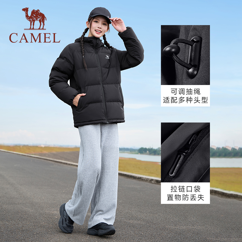 骆驼羽绒服女2025冬季新款防泼水加厚保暖情侣面包服拼色外套男女