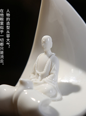 现货速发《一叶一菩提》德化白瓷雕塑艺术 陶瓷中式禅意