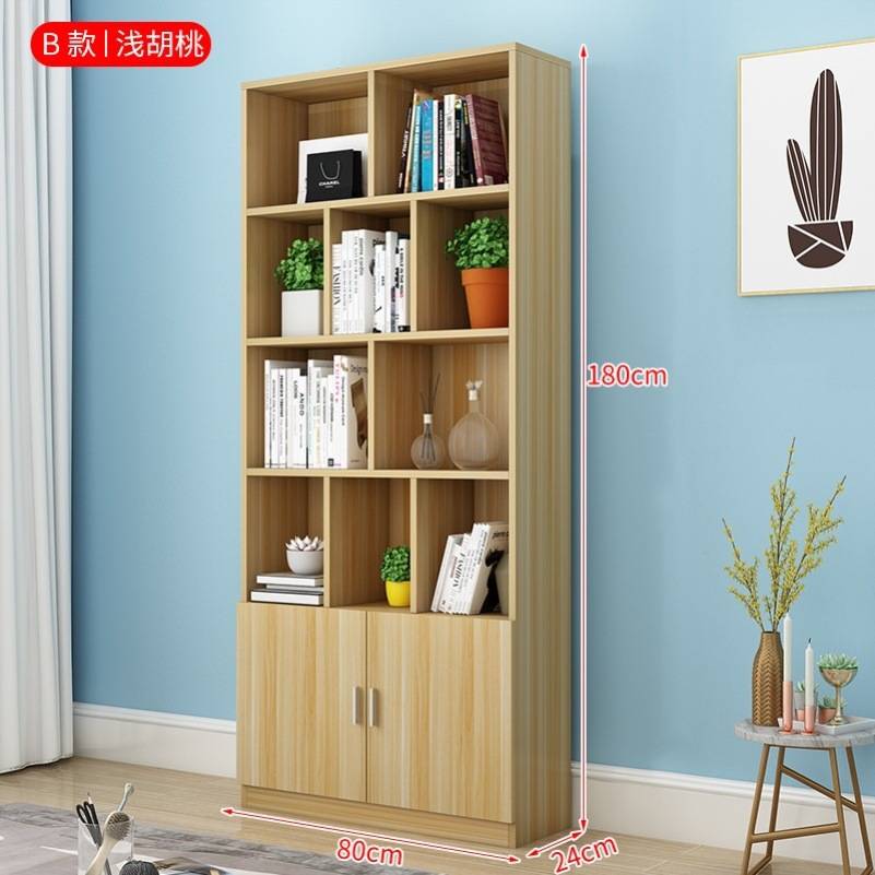 书橱简易家用学生木质经济型书架书柜包实安装简约落地置物架客厅 - 图3