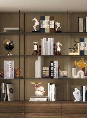 老板办公室装饰品轻奢复古书立架摆件书挡样板房酒柜餐厅书柜展示