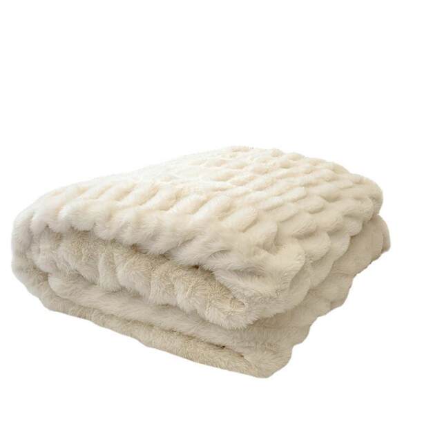High-end imitation fur velvet blanket comfortable skin-friendly bubble rabbit blanket winter sofa blanket casual blanket light luxury bed cover blanket