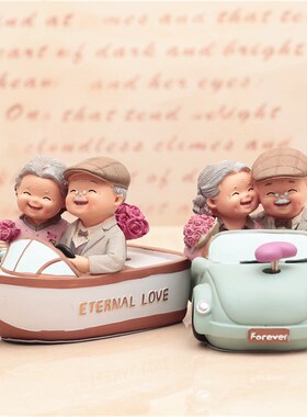 创意老头b老太太摆件夫妻情侣家居装饰摆件送爷爷奶奶结婚纪念礼