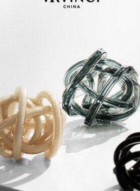 速发新麻简约创意内工玻璃品团麻绳多色线球摆件室手家居装饰品