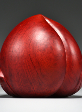 红花梨木雕寿桃子福寿摆件家居客厅装饰工艺品生日贺寿Y送长辈礼