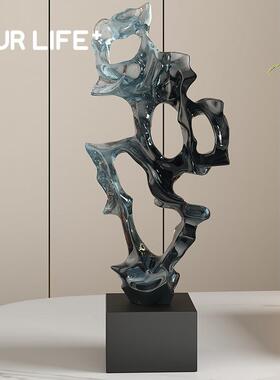 湖石件客现代简约YZ381344透明太树脂轻奢高档厅玄关电摆视柜装饰