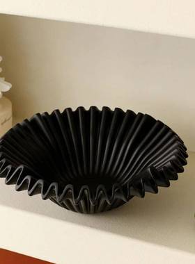 简约现代波浪黑色中茶古果盘纳法式餐果碗桌NCB几桌面收装饰艺术