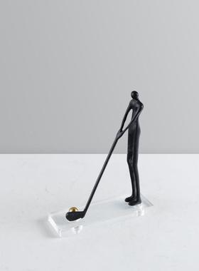 设现代极简金属铸铁黑色人柜NVL物摆件师款书计房开放电视柜雕塑