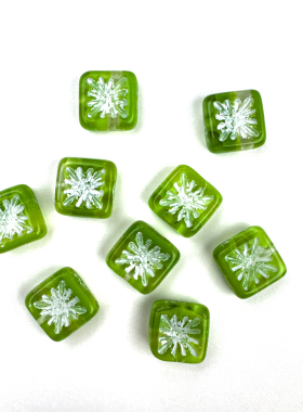 方形烟花牌琉璃珠10x10mm