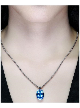 托帕石吊坠蓝宝石项链欧美莱茵河