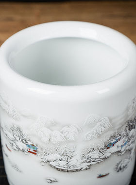 景德镇定制印LOGO陶瓷笔筒学生桌面收纳创意时尚书房复古中国风