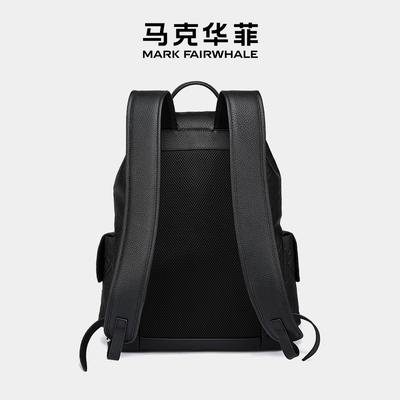 马克华菲商务牛皮休闲印花双肩包