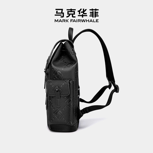 Mark Fairwhale/马克华菲时尚复古印花大容量商务男士个性双肩包 - 图2