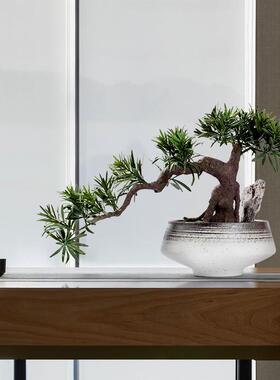 件仿真迎客松罗汉松室酒店HY1394前台盆楼景摆售处植物别墅转角内