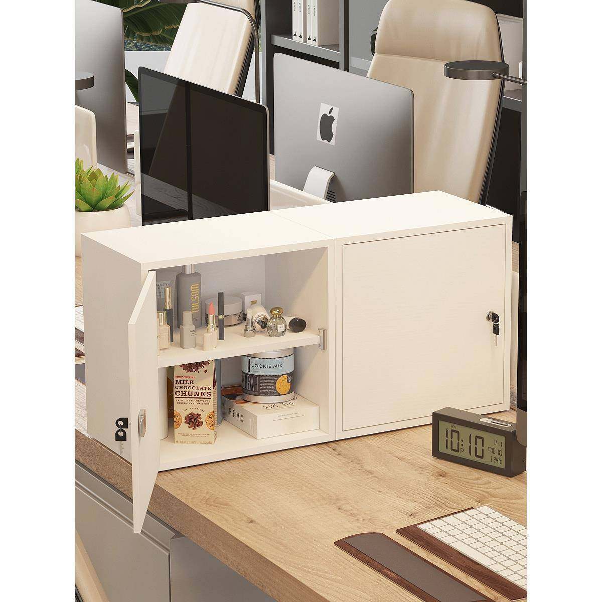 柜子带自由组锁小格合子柜615桌面收纳柜带门落地小型办公储物柜,淘宝优惠券,粉丝福利购,淘宝优惠卷