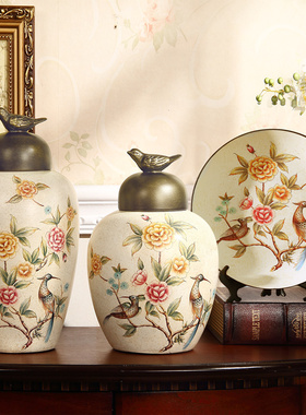 美式酒柜收纳摆件客厅装饰品家庭软装玄关电视柜家居饰Z品陶瓷书