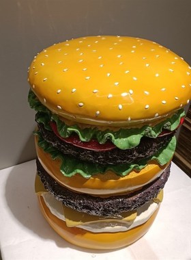 汉堡凳子创意个j性换鞋凳穿鞋凳汉堡包模型装饰品摆件道具汉堡凳