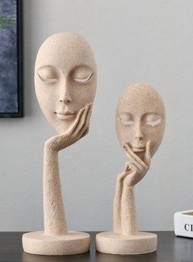 思考抽象人物客厅摆件家居软装饰品E卧室办公书房个性欧式面具摆