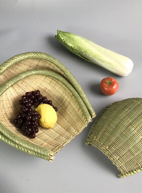 竹编开口簸箕家i用全竹青筲箕洗菜沥水竹篮子竹制品青菜篮收纳竹