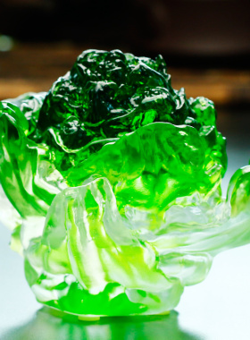 琉璃工艺品水晶百l财招来玉白菜电视柜上放的摆件玻璃酒柜装饰品
